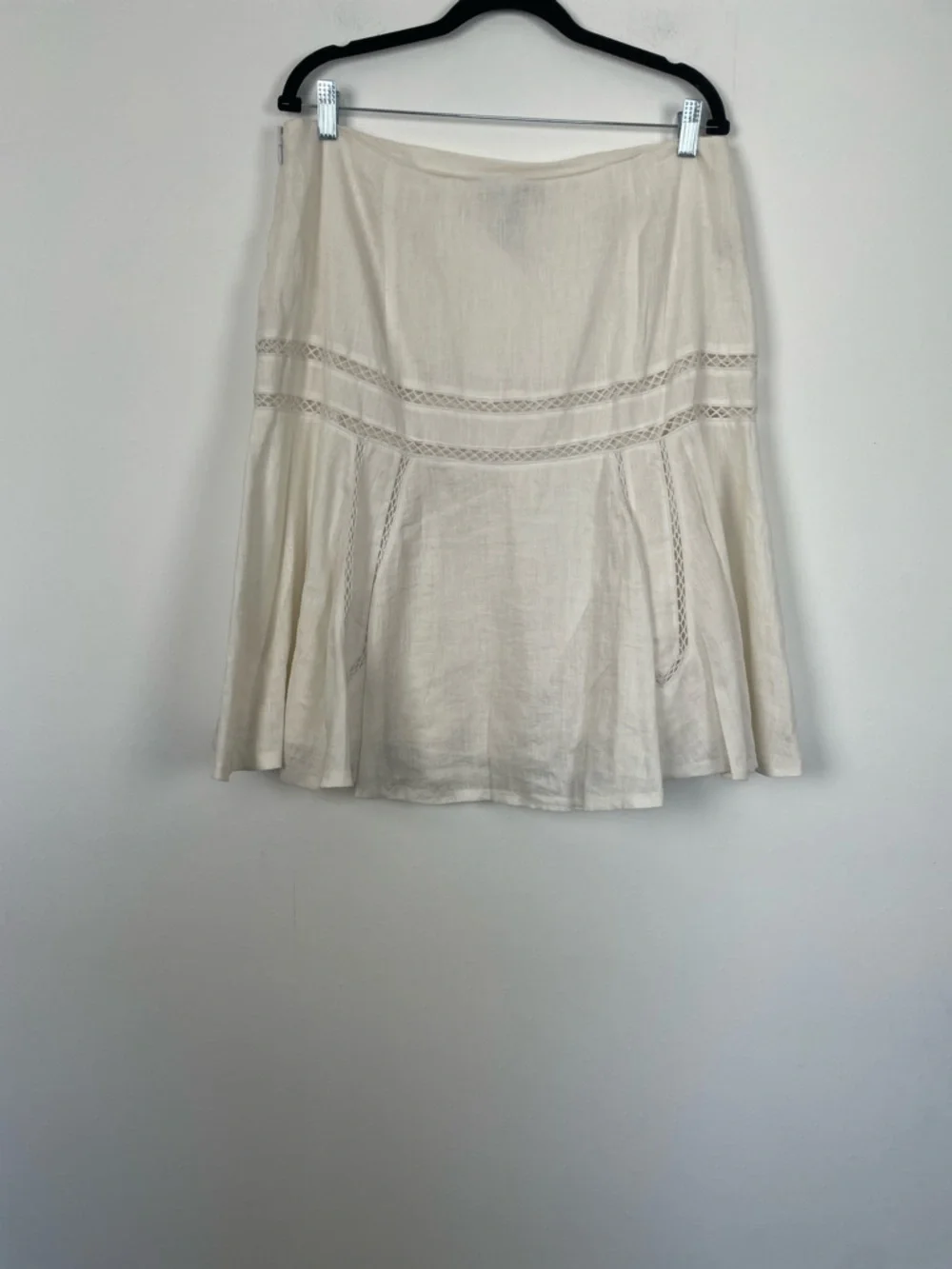 Lauren Ralph Lauren Linen Boho Embroidered Lattace Women's 12 Off White Skirt - Picture 7 of 9